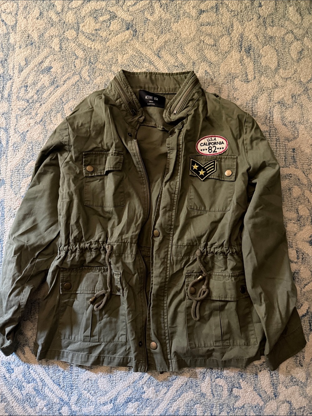 Active USA Olive Utility Jacket with Patch Details